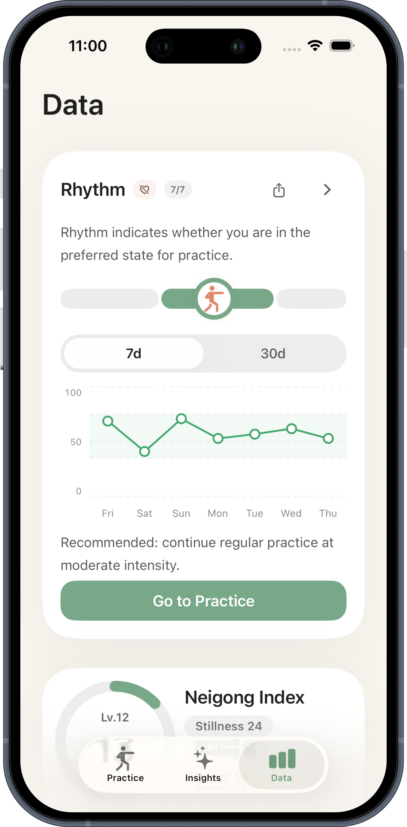 Tiggon rhythm engine data screen